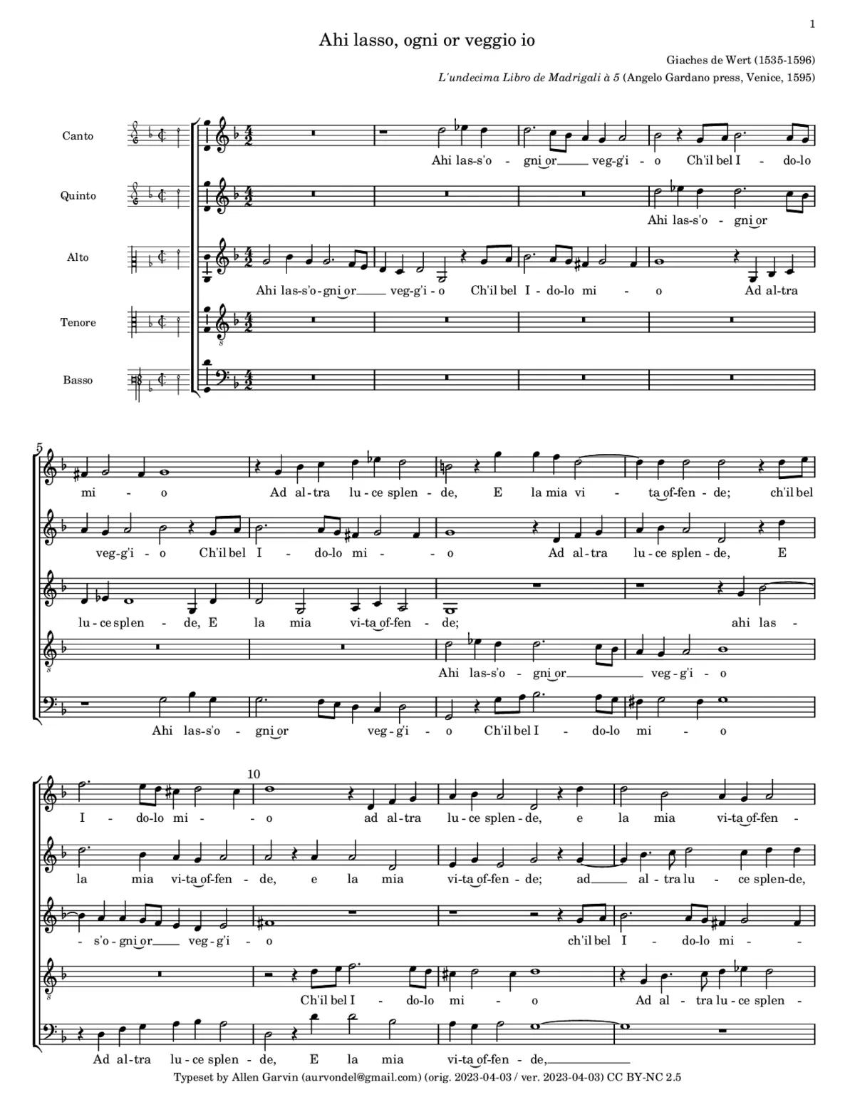 Ahi lass' ogn' hor - Page 1