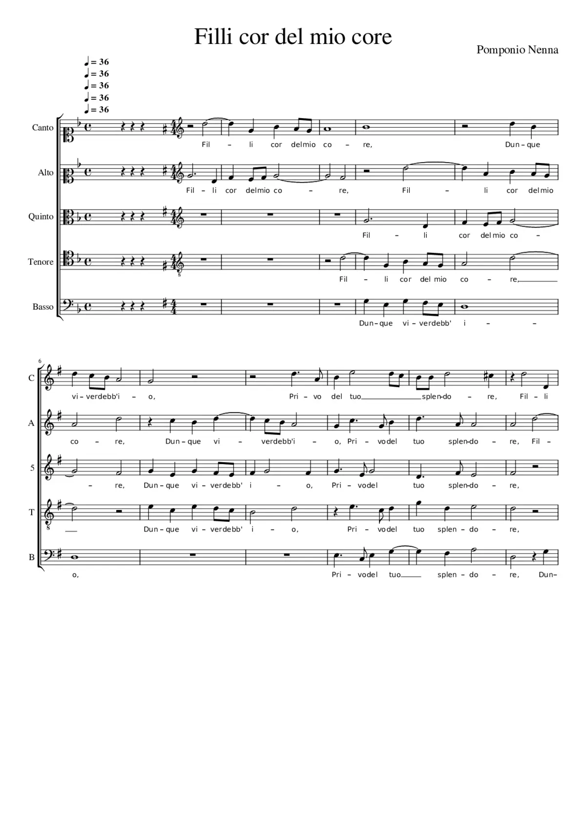 Filli cor del mio core - Page 1