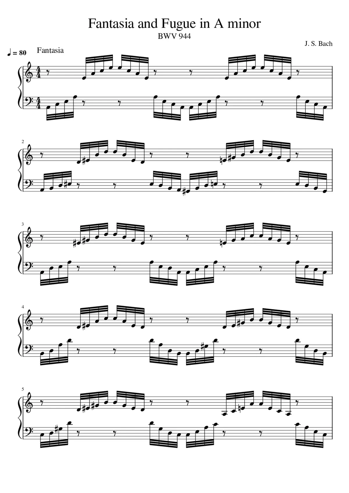 Fantasia and Fugue in A minor BWV 944 - Page 1