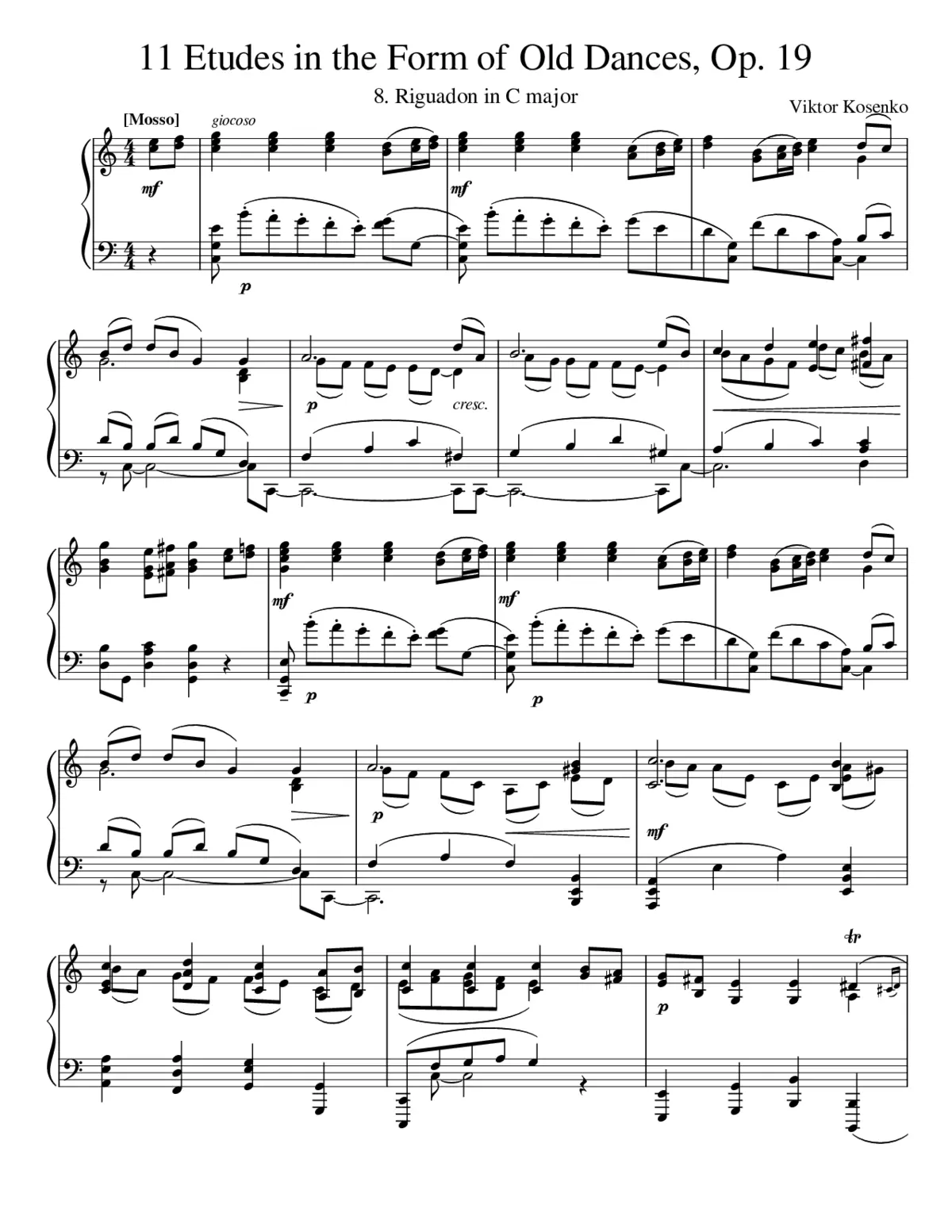 11 Etudes in the Form of Old Dances Op.19 - Page 1