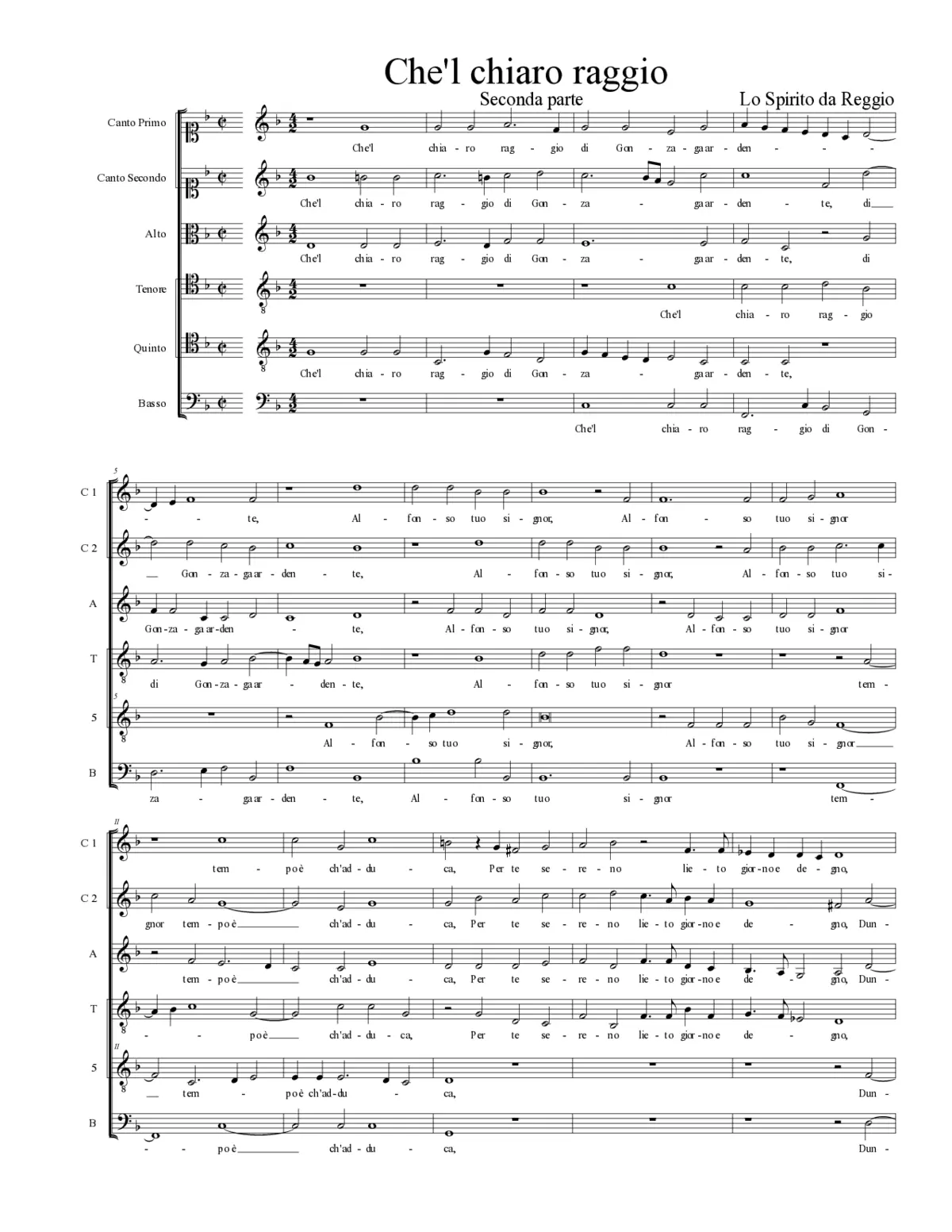 Che'l chiaro raggio - Page 1