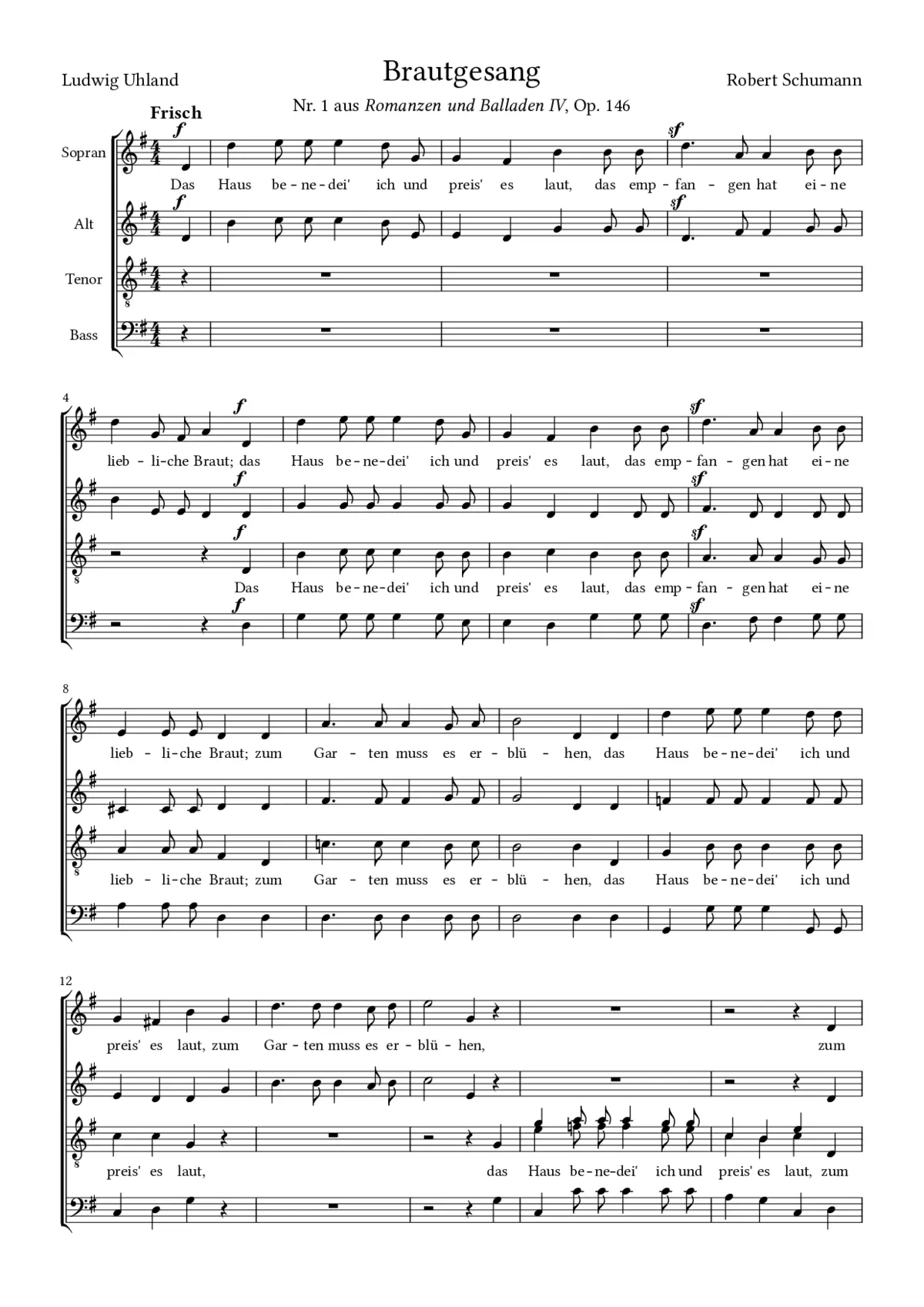 Brautgesang, Op. 146 No 1 - Page 1