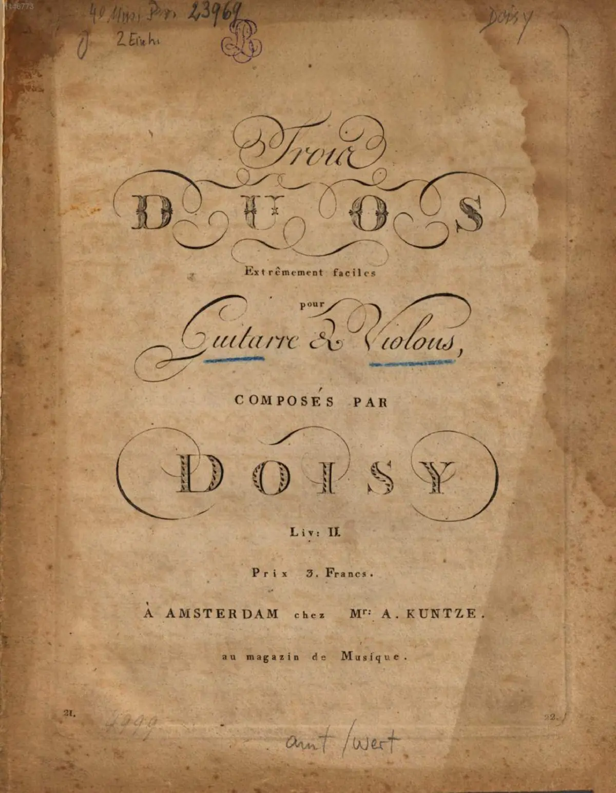 3 Duos extrêmement faciles pour Guitarre & Violons - Page 1