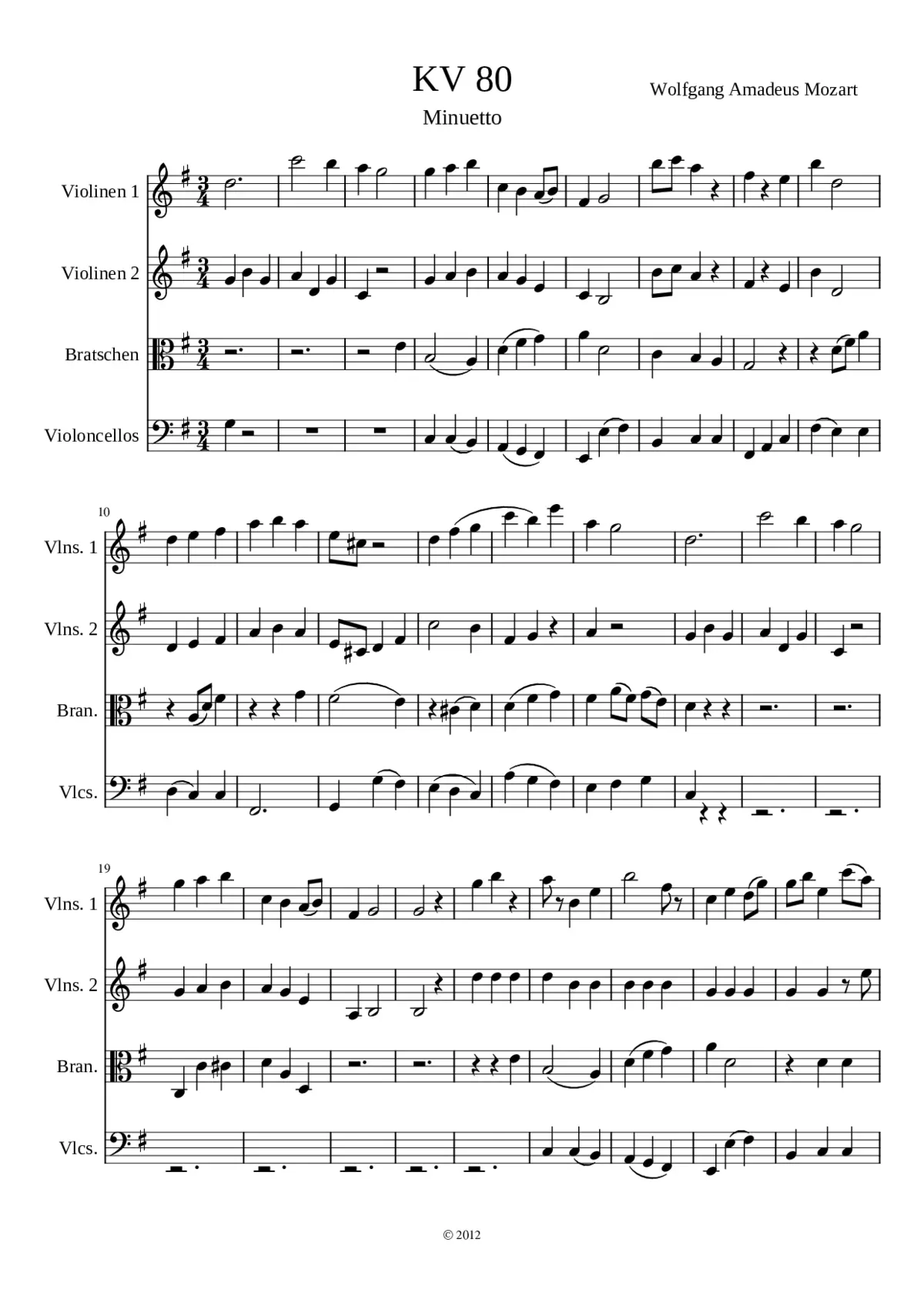 KV 80 Minuetto - Page 1