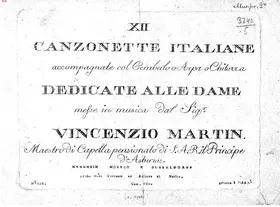 12 Canzonette Italiane accompagnato col cembalo o arpa o chitarra