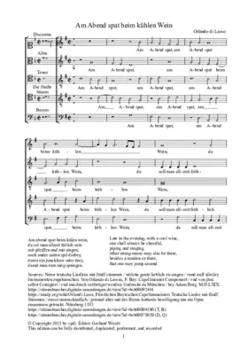 Am Abend spat beim kühlen Wein