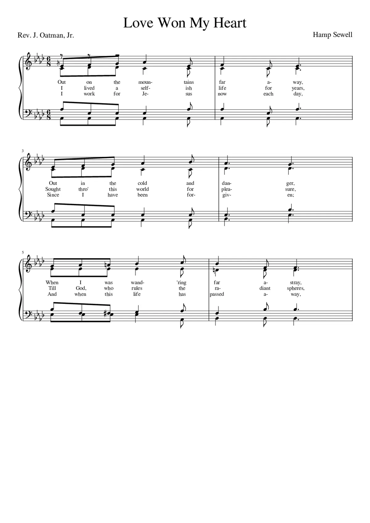 Out on the mountains far away (Sewell) - Page 1