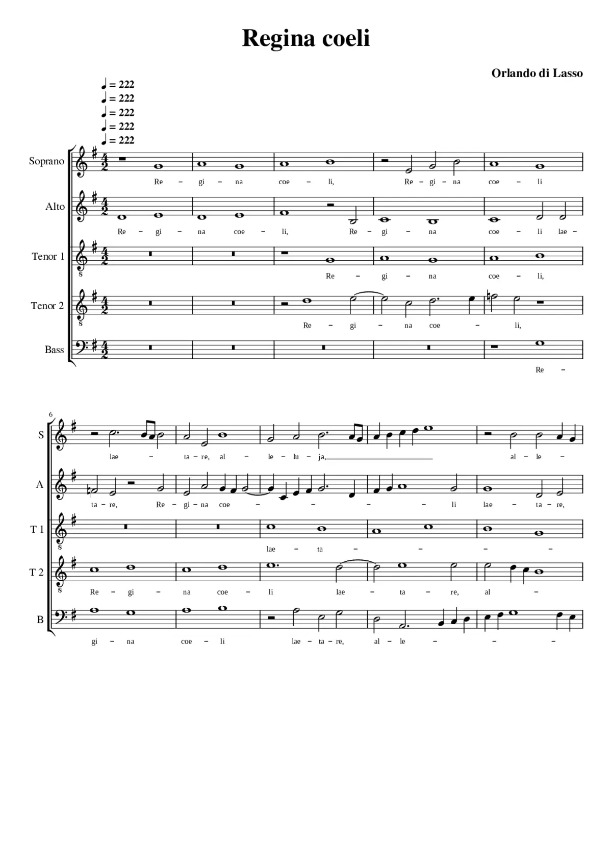 Regina coeli a 5 the 2nd of 3 such in MOM - Page 1