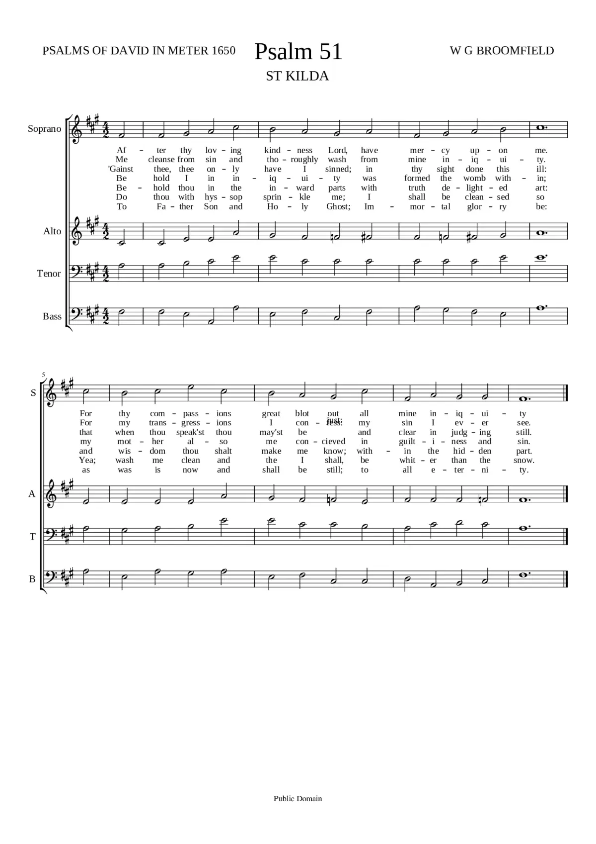 Psalm 51 - St Kilda; SATB - Page 1