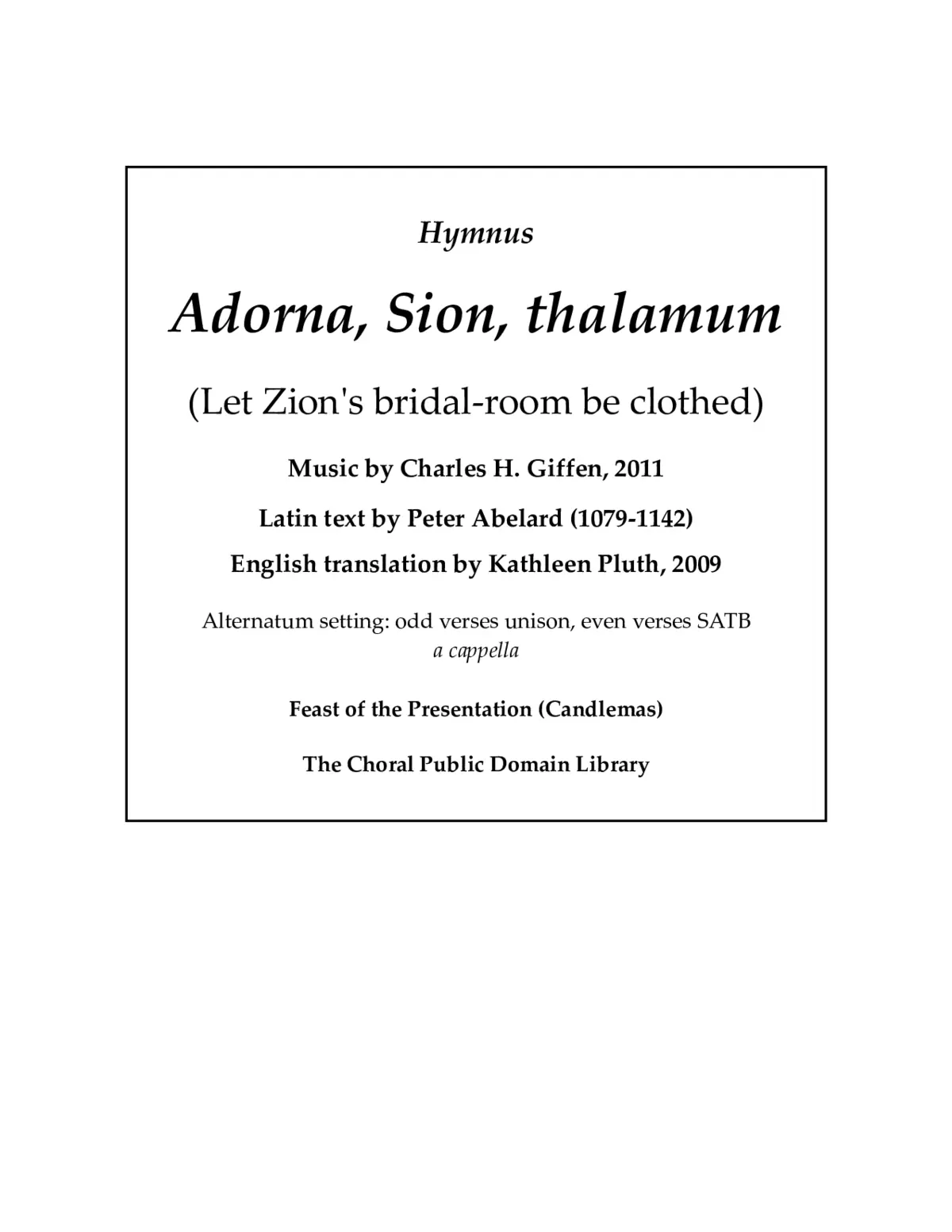 Adorna, Sion, thalamum - Page 1