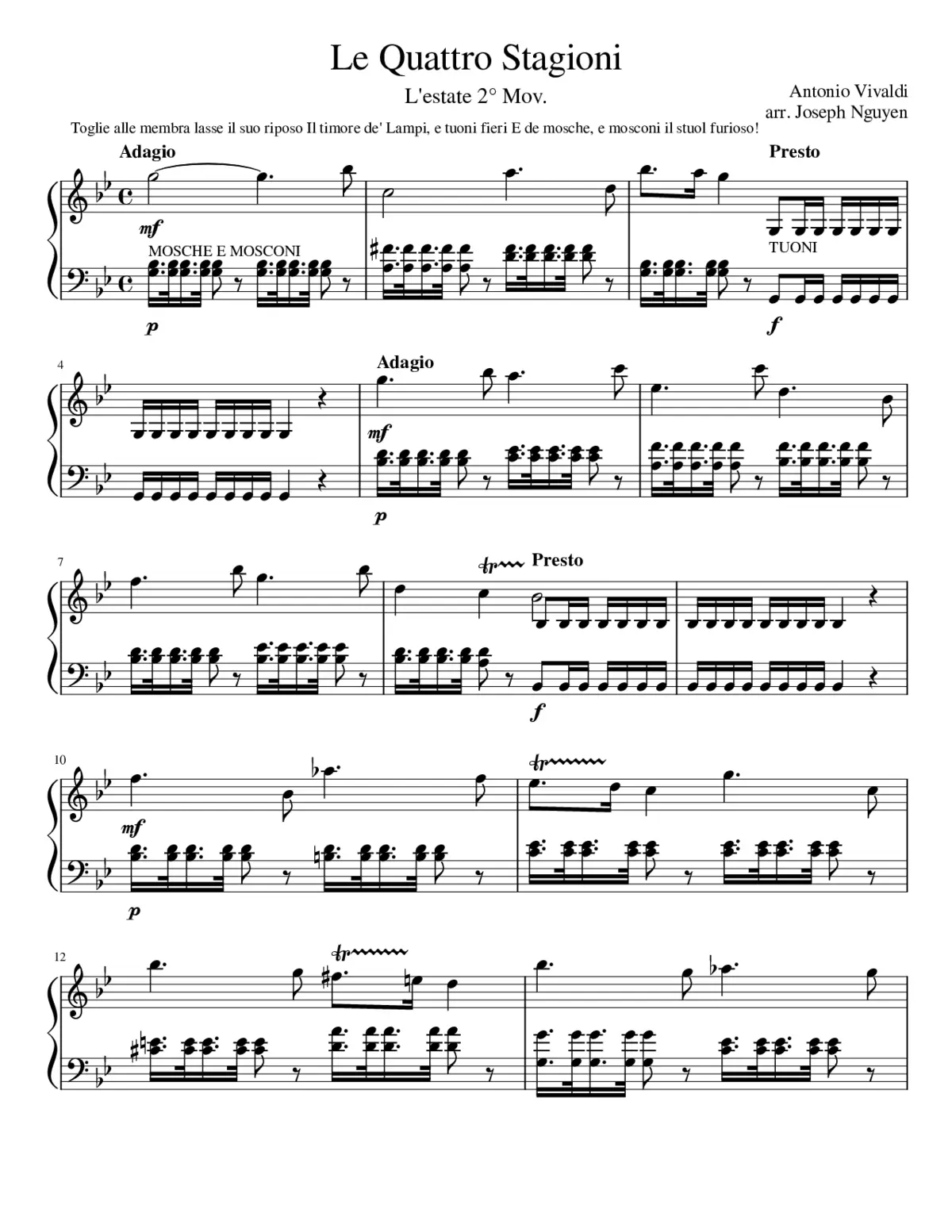 Concerto No. 2 in Sol Minore RV315 L'Estate - Page 1
