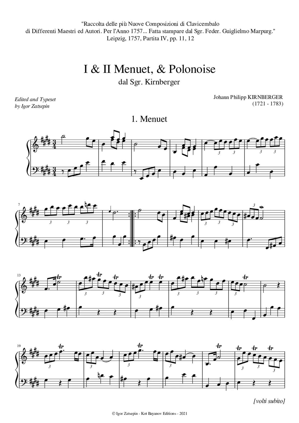 I & II Menuet & Polonoise in E major - Page 1