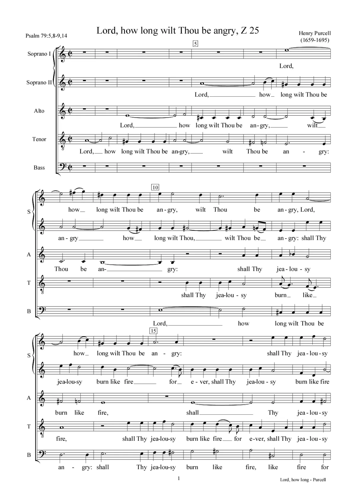 Lord, how long wilt Thou be angry, Z 25 - Page 1