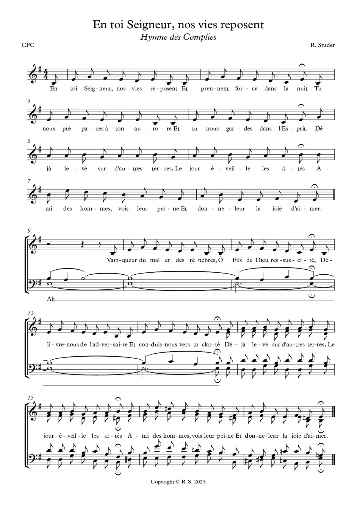 En toi Seigneur, nos vies reposent - Page 1