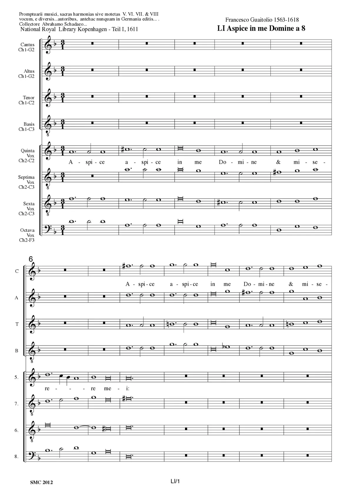 Aspice in me Domine a 8 - Page 1