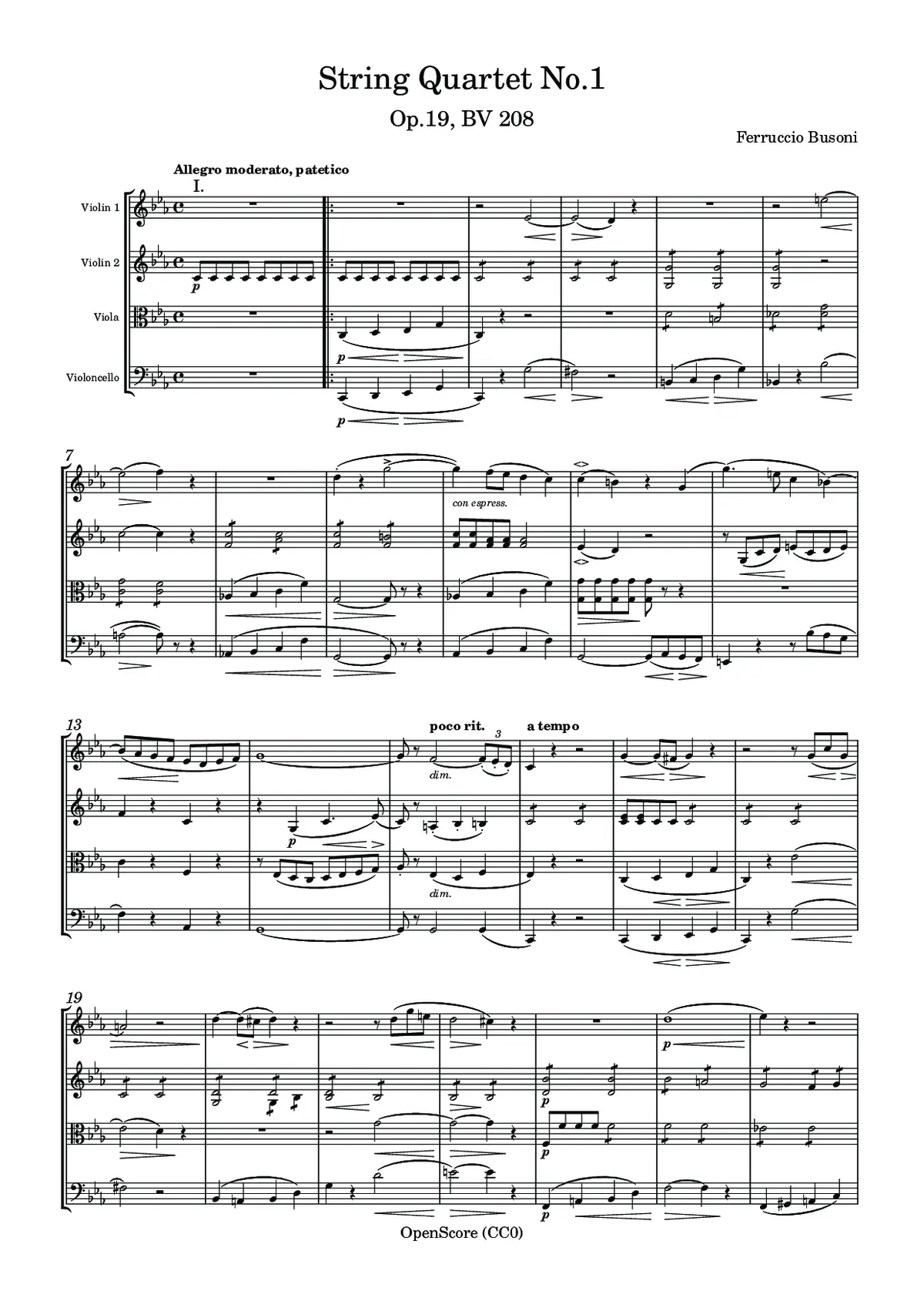 String Quartet No.1, Op.19, BV 208 - Page 1