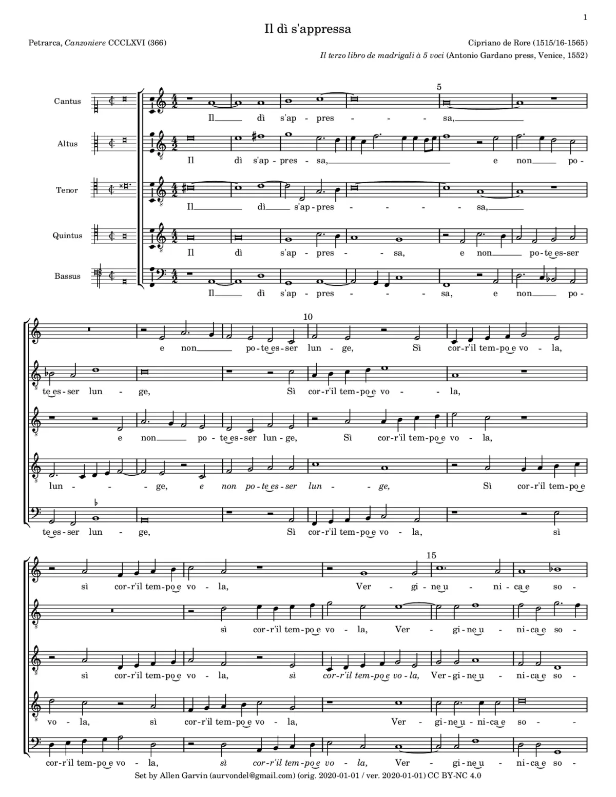 Il dì s'appressa - Page 1