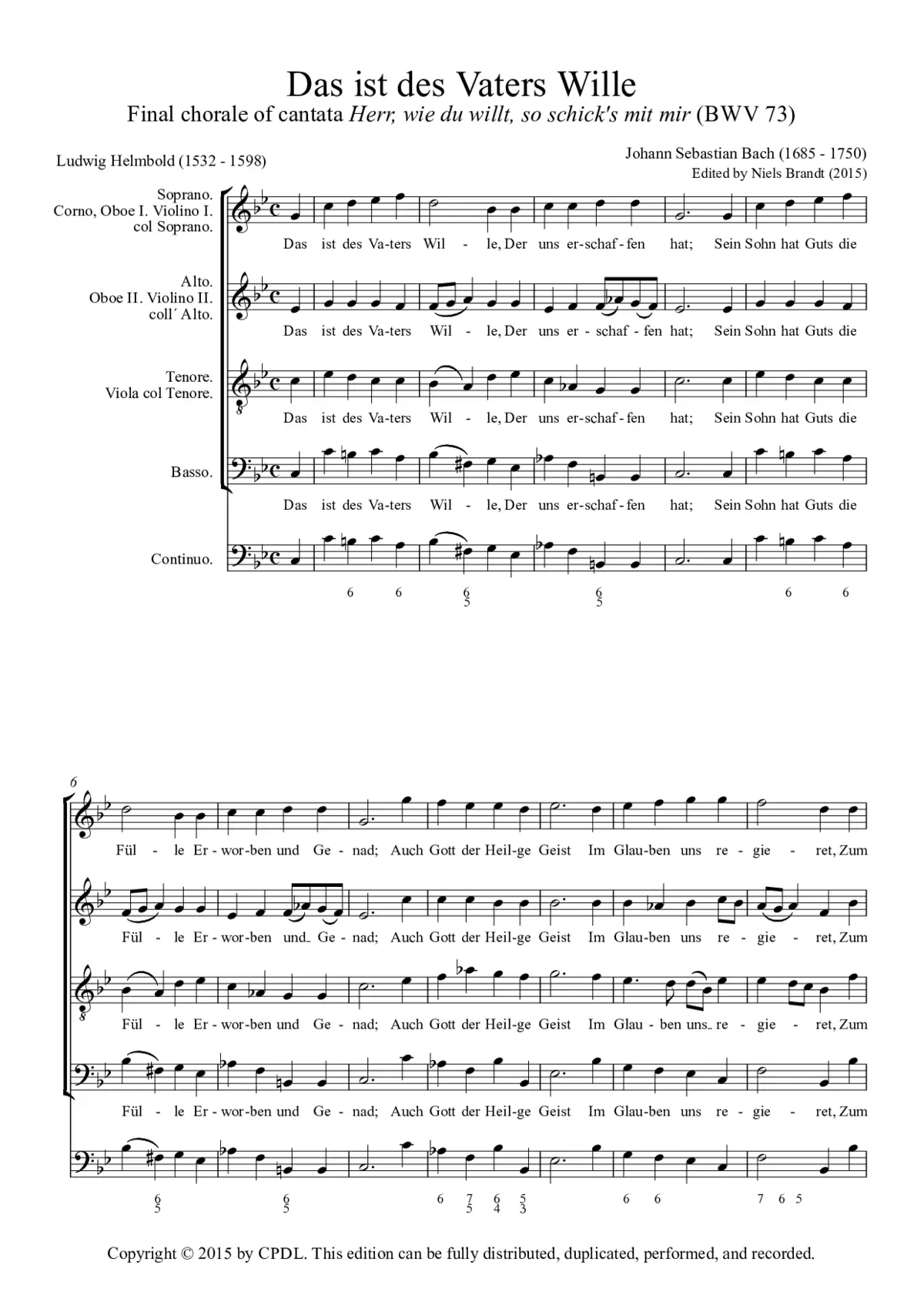 Herr, wie du willt, so schick's mit mir, BWV 73 - Page 1