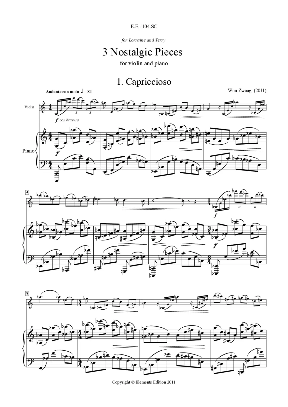 3 Pieces for violin and piano - Page 1