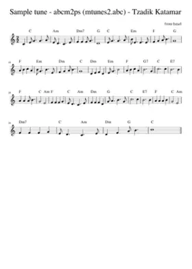 Sample tune - abcm2ps (mtunes2.abc) - Tzadik Katamar