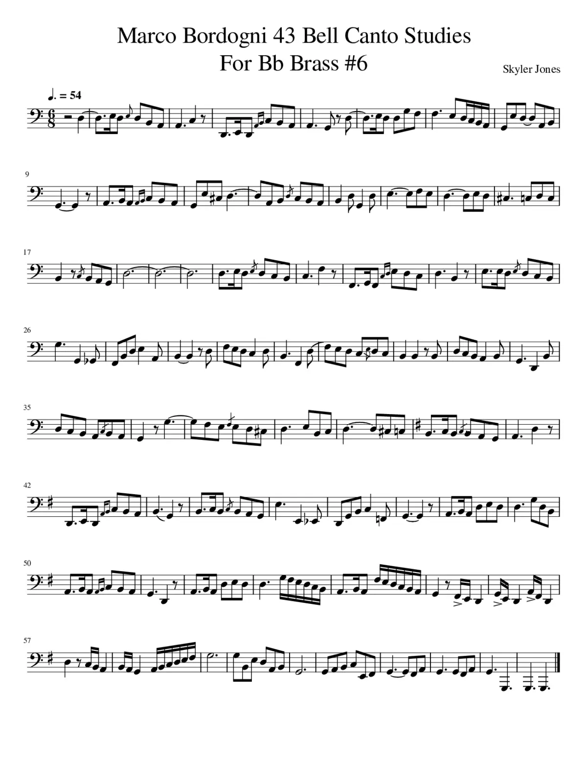 Macro Bordogni 43 Bell Canto Studies for BbBrass 6 - Page 1