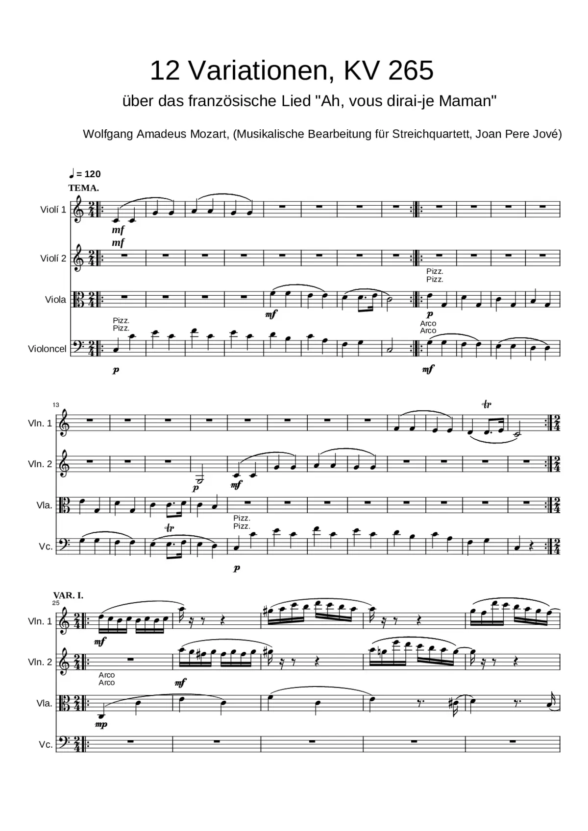 12 Variations on Ah vous dirai-je maman K.265/300e - Page 1