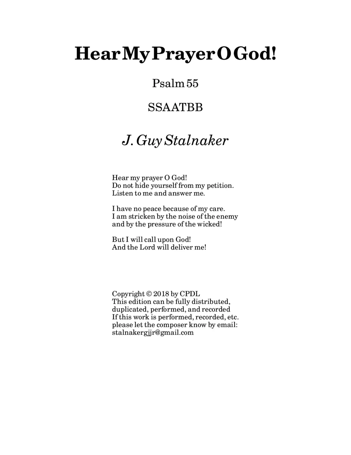 Hear my prayer, O God! - Page 1