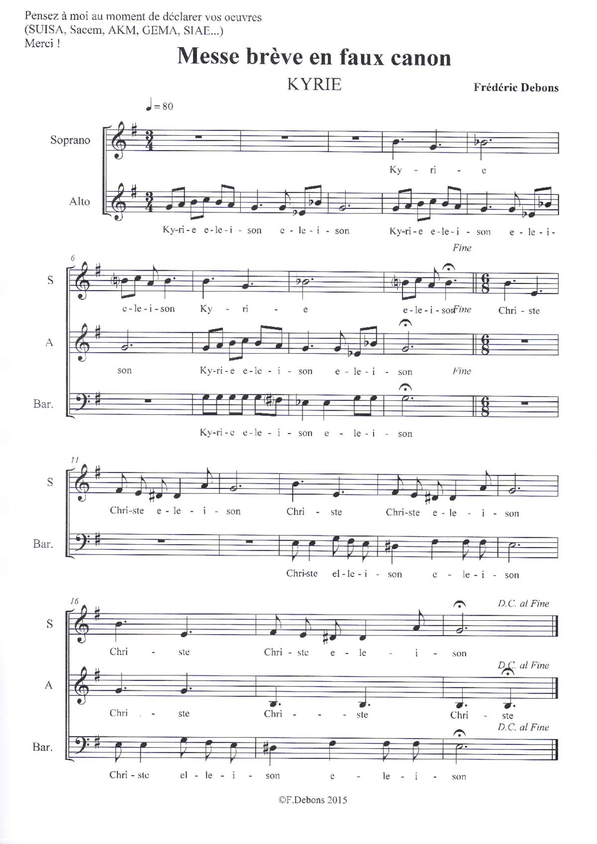 Messe brève en faux canon - Page 1