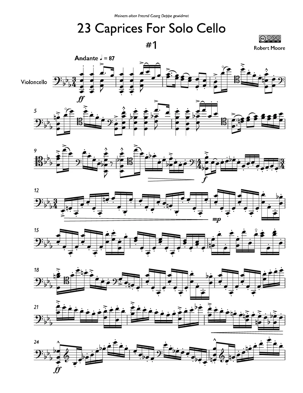 23 Caprices for Solo Cello - Page 1