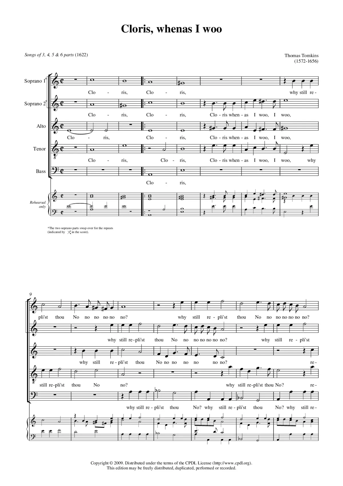 Cloris, whenas I woo - Page 1
