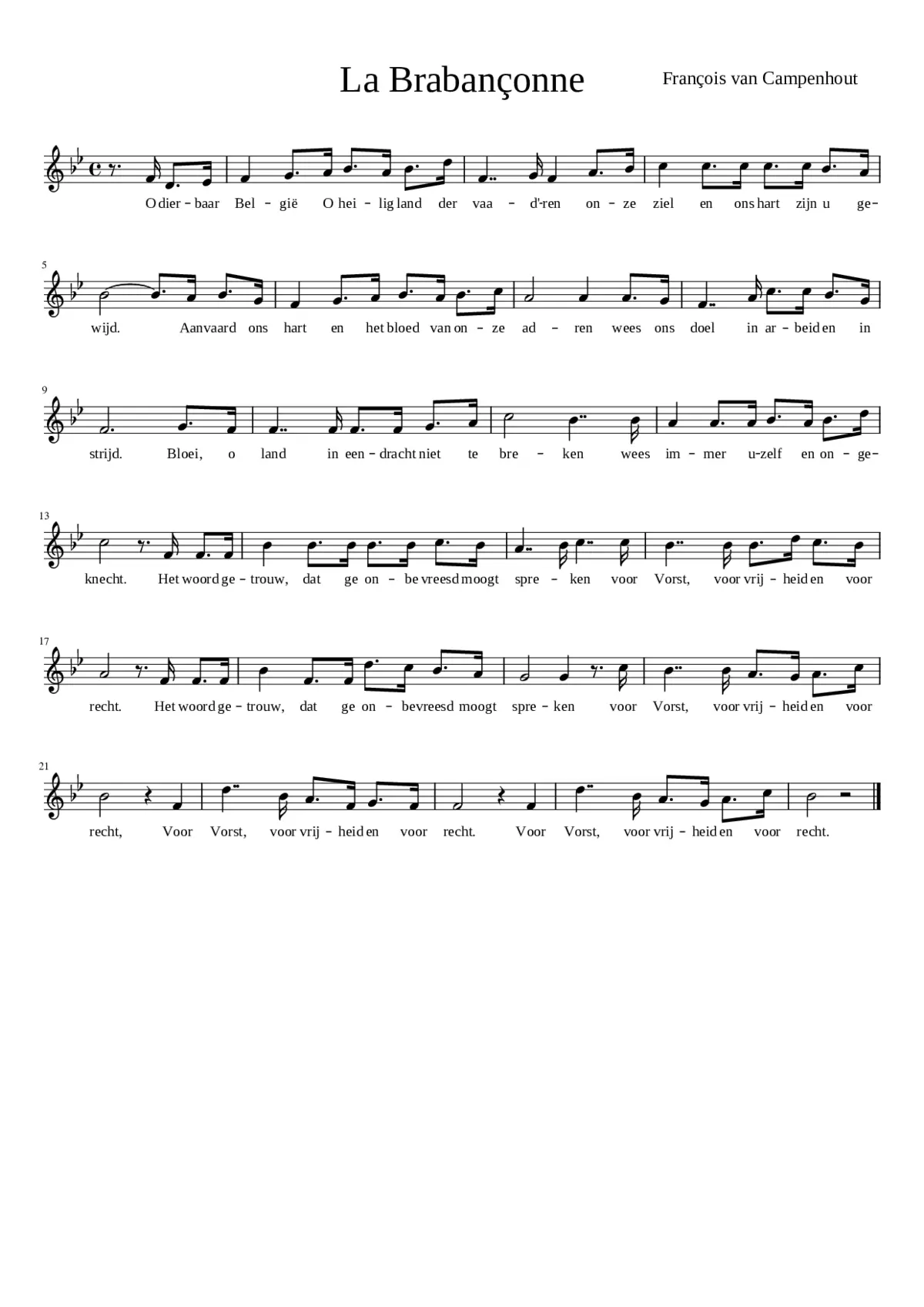 belgian national anthem - la brabançonne - Page 1