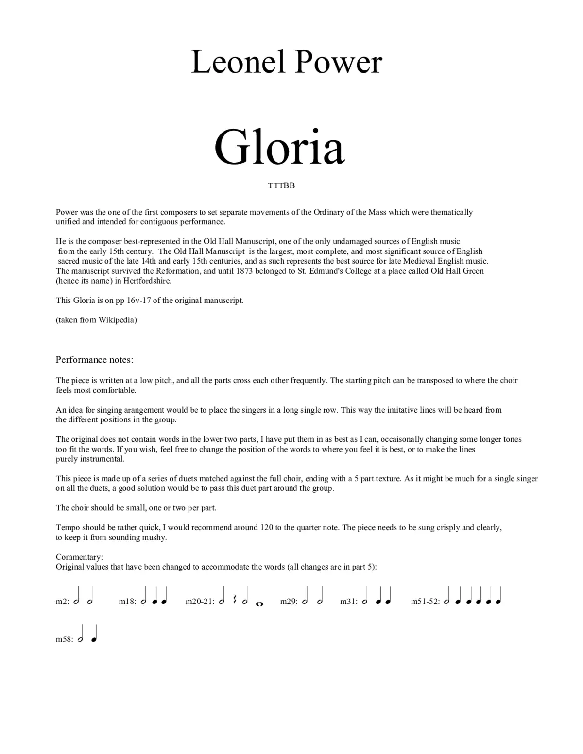 Gloria, Old Hall 21 - Page 1