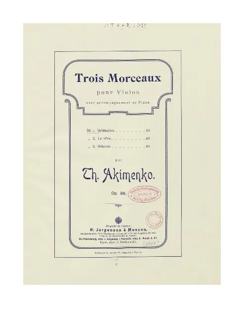 Trois Morceaux pour violon et piano - Page 1