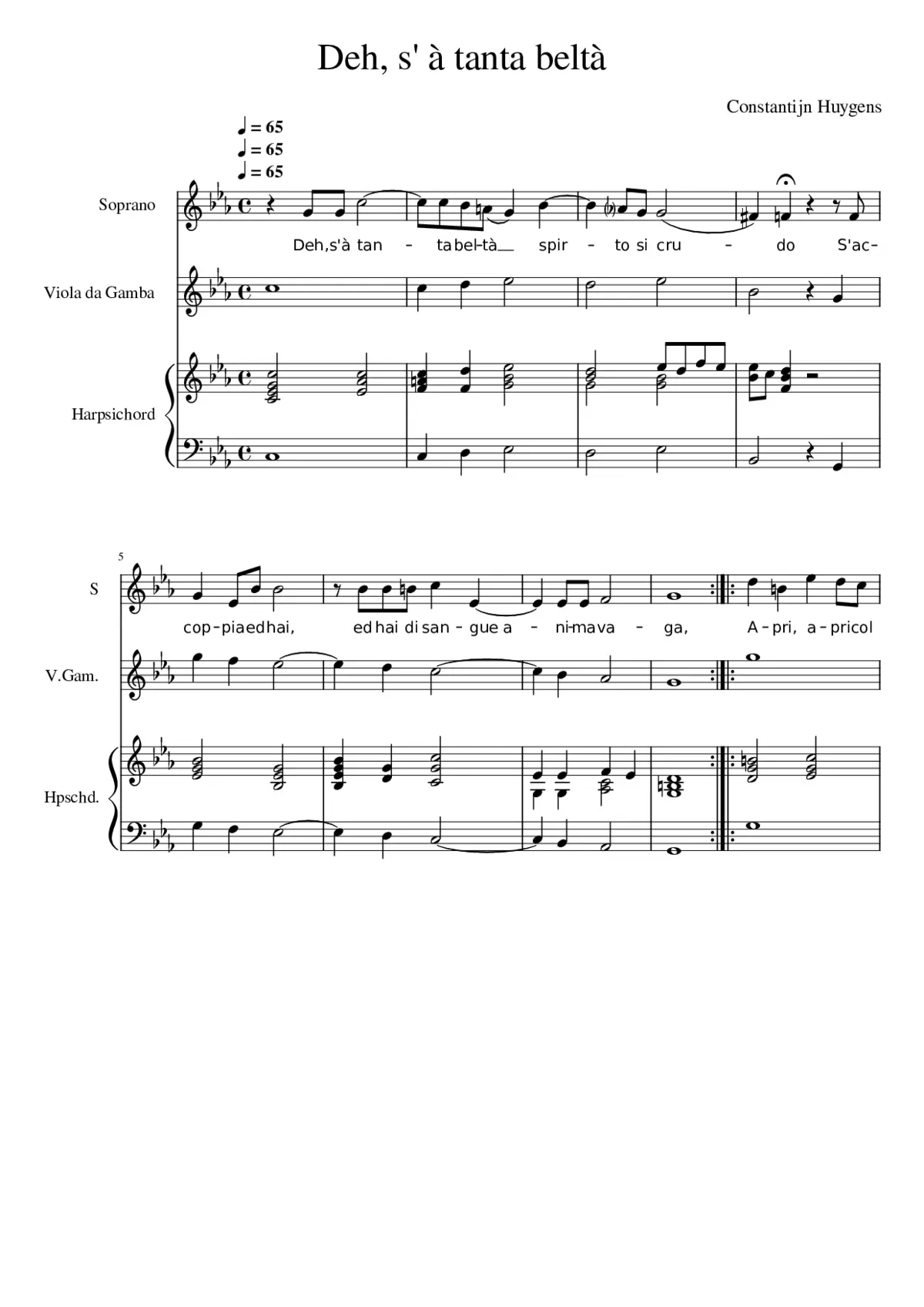 Deh s'a tanta beltá - Page 1