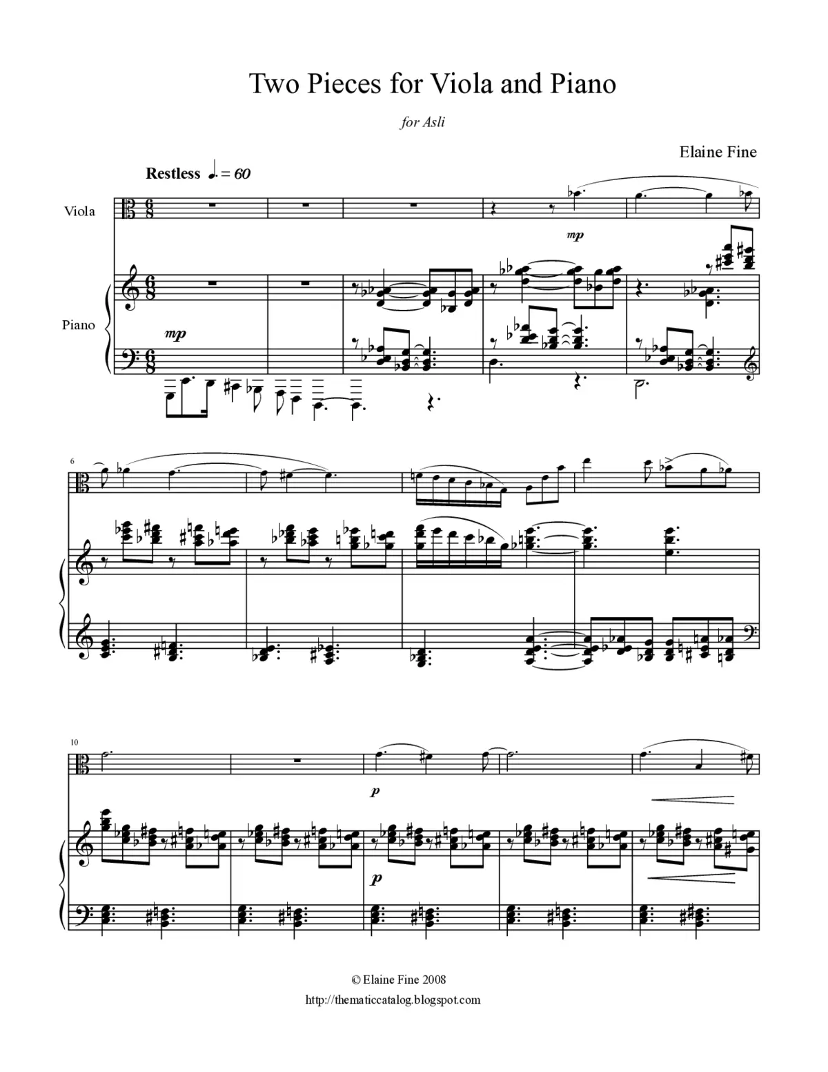 2 Pieces for Viola and Piano - Page 1