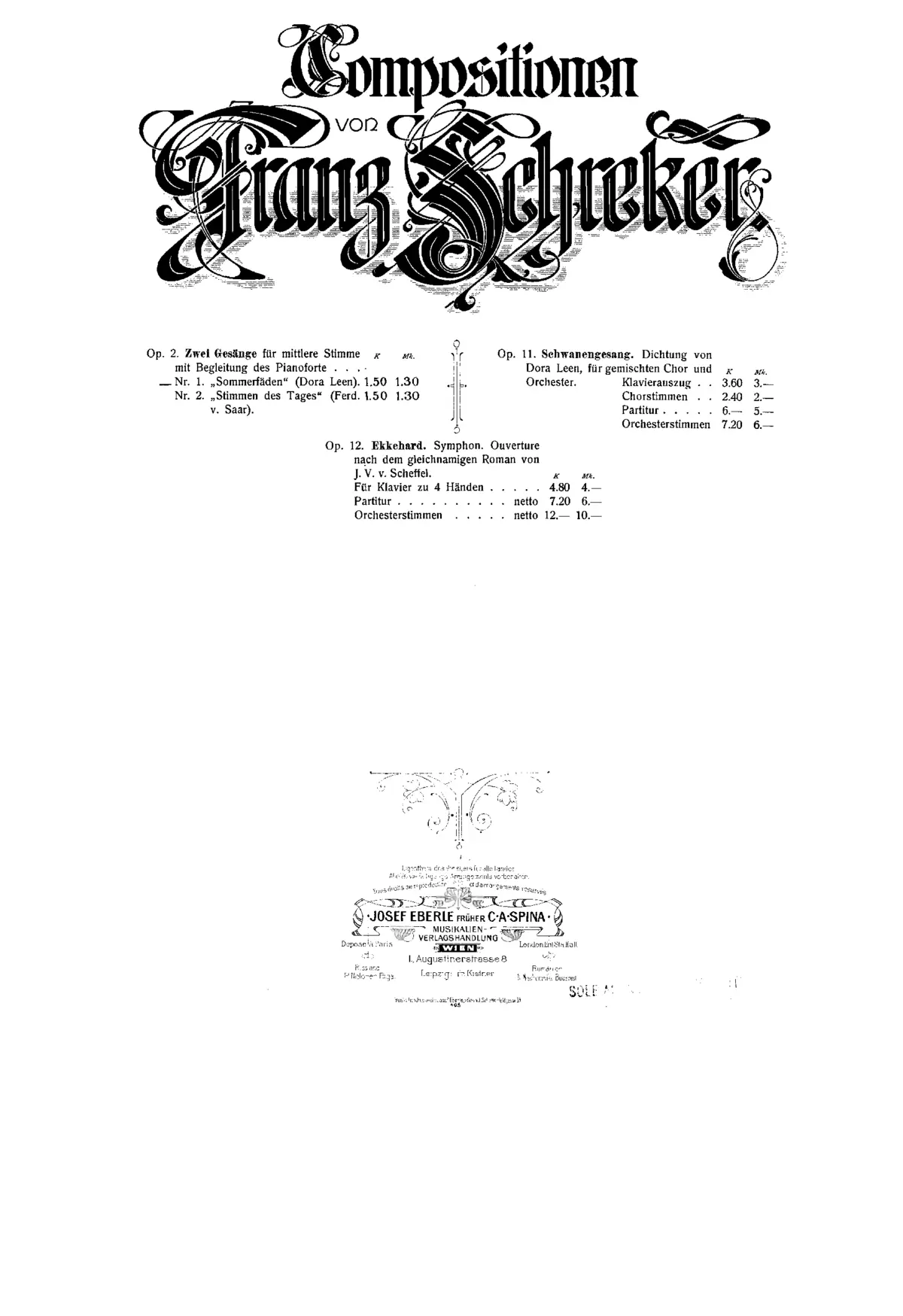 Zwei Gesänge für mittlere Stimme mit Begleitung des Pianoforte - Page 1