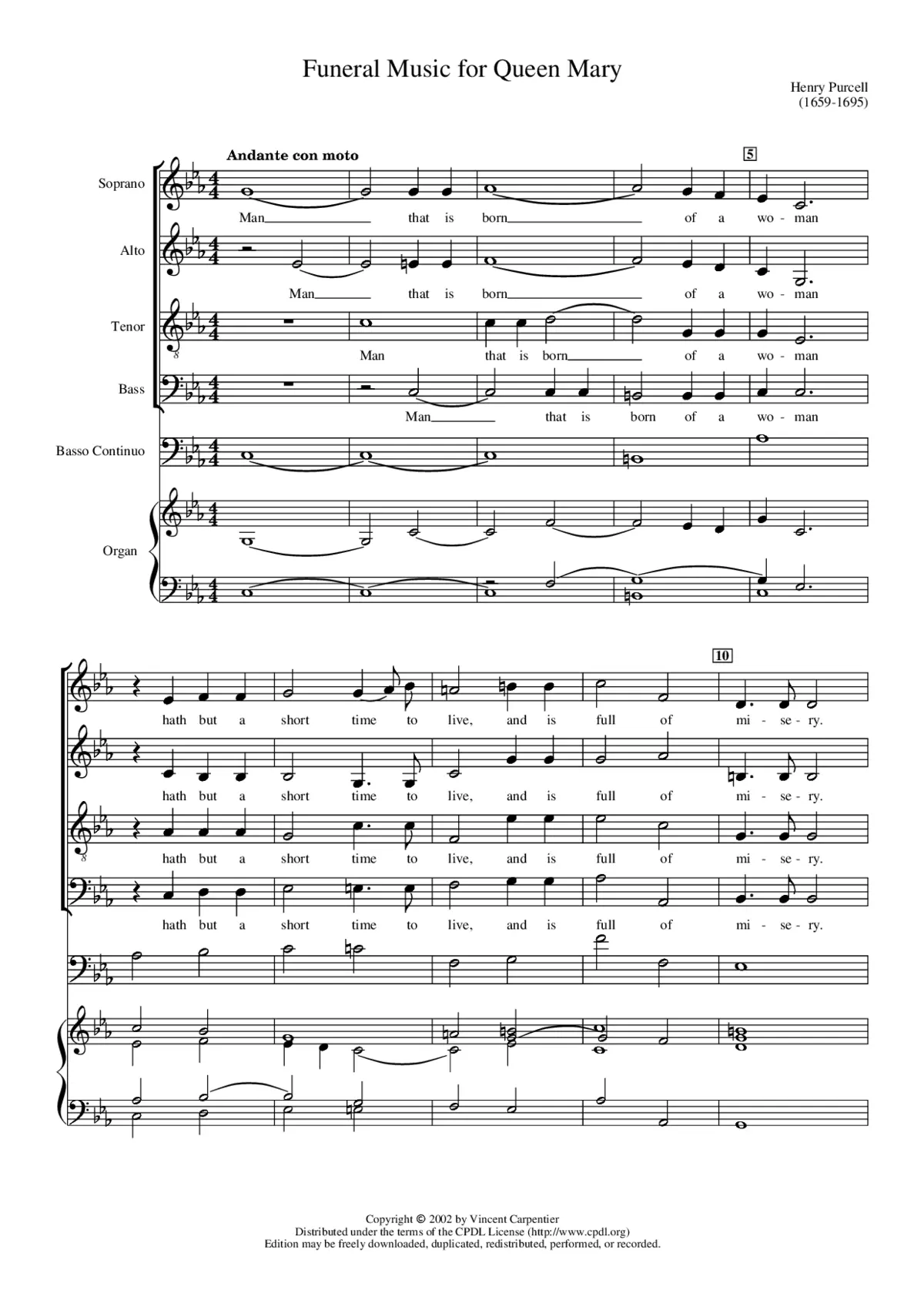 Funeral Music for Queen Mary, Z 860 - Page 1
