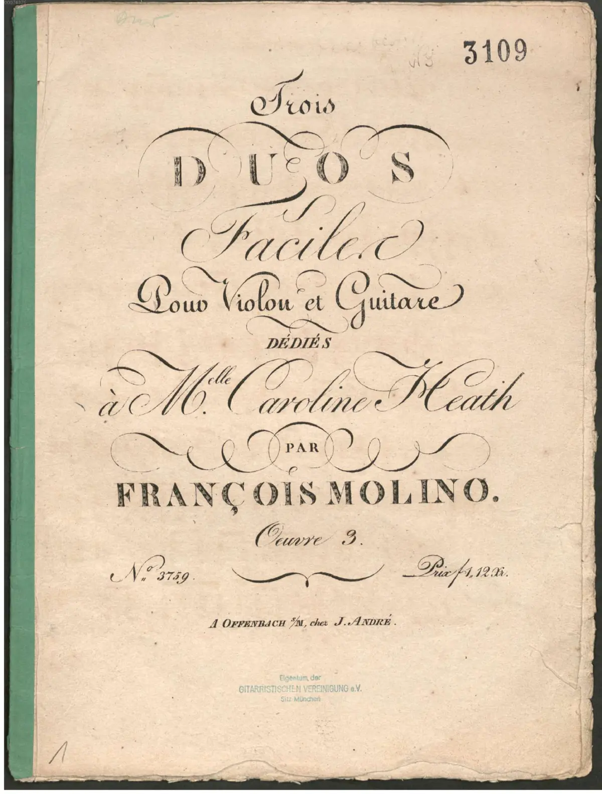 3 Duos faciles pour Violon et Guitare - Page 1