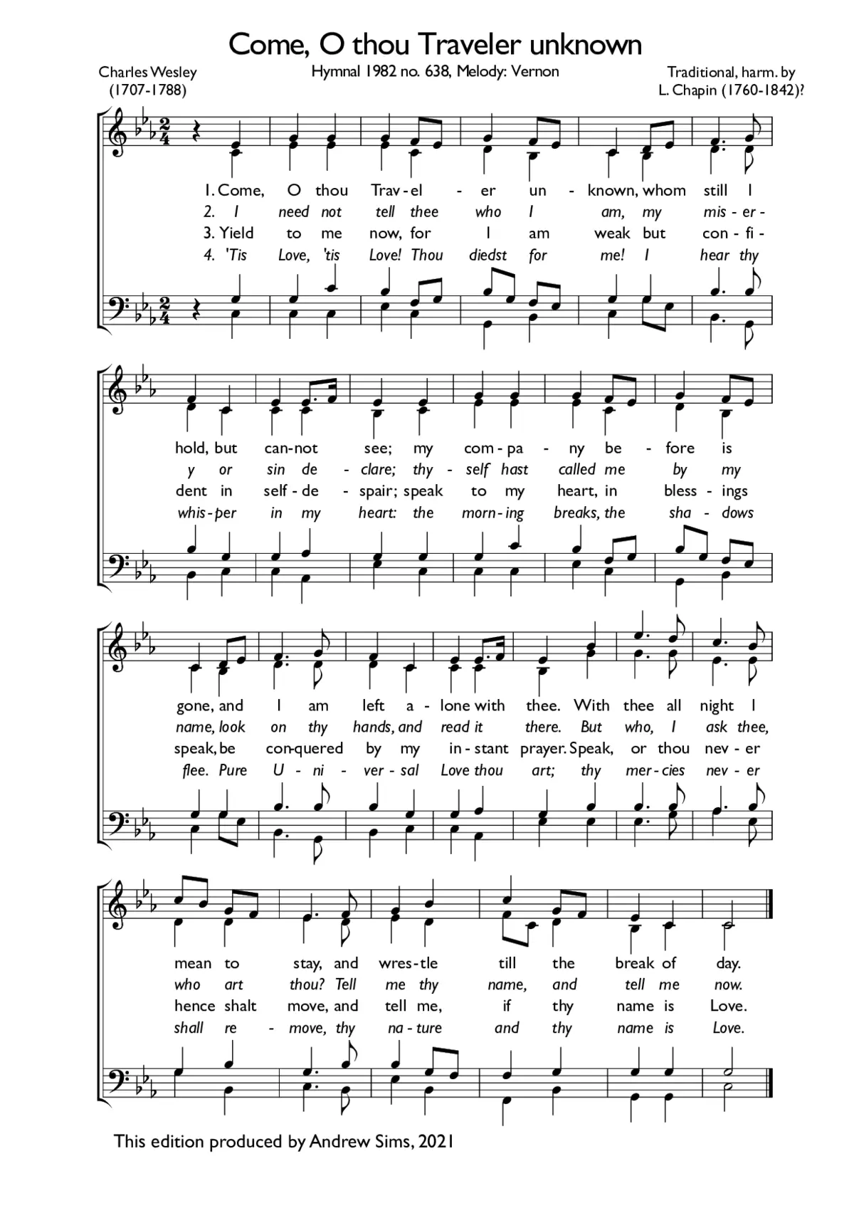 Come, O thou Traveler unknown - Page 1