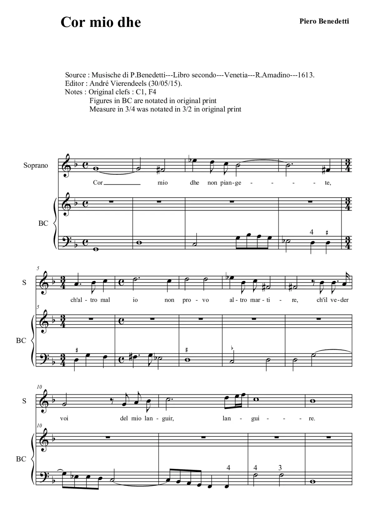 Cor mio dhe non piangete - Page 1