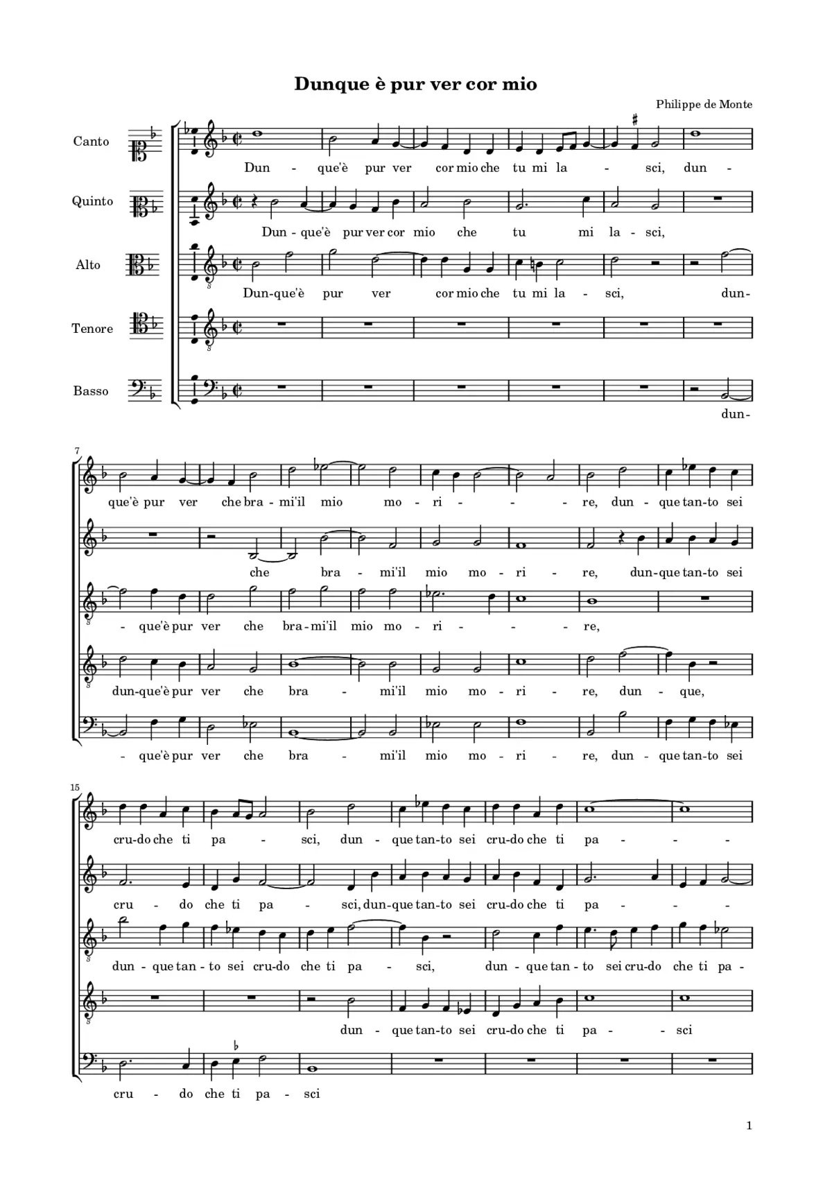 Dunque è pur ver cor mio - Page 1