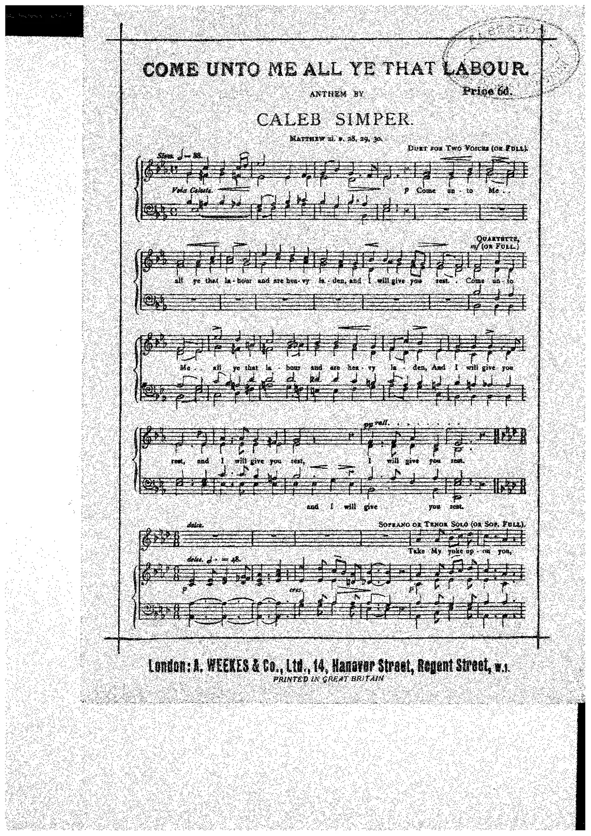 Come unto me all ye that labour - Page 1