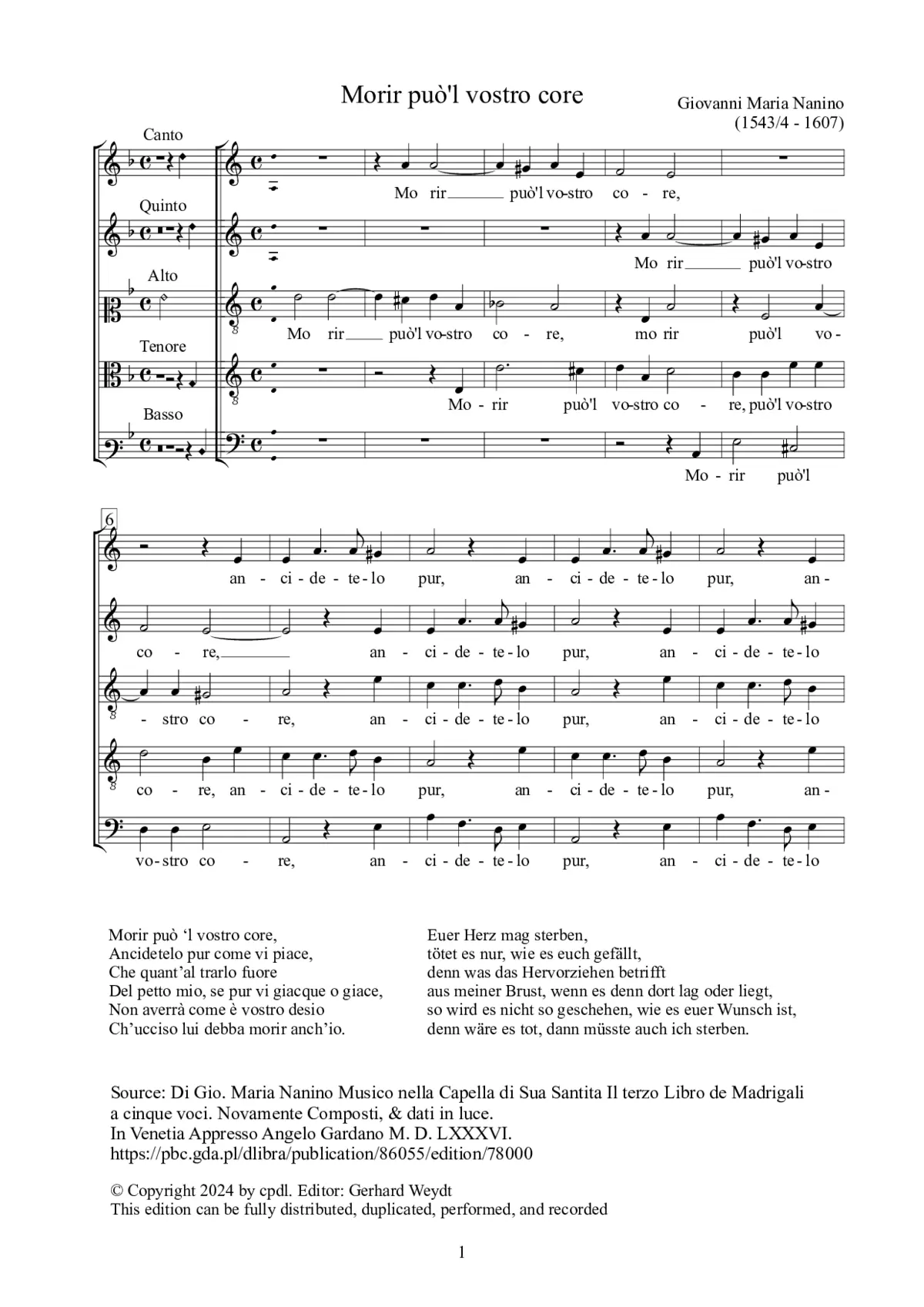 Morir può il vostro core - Page 1