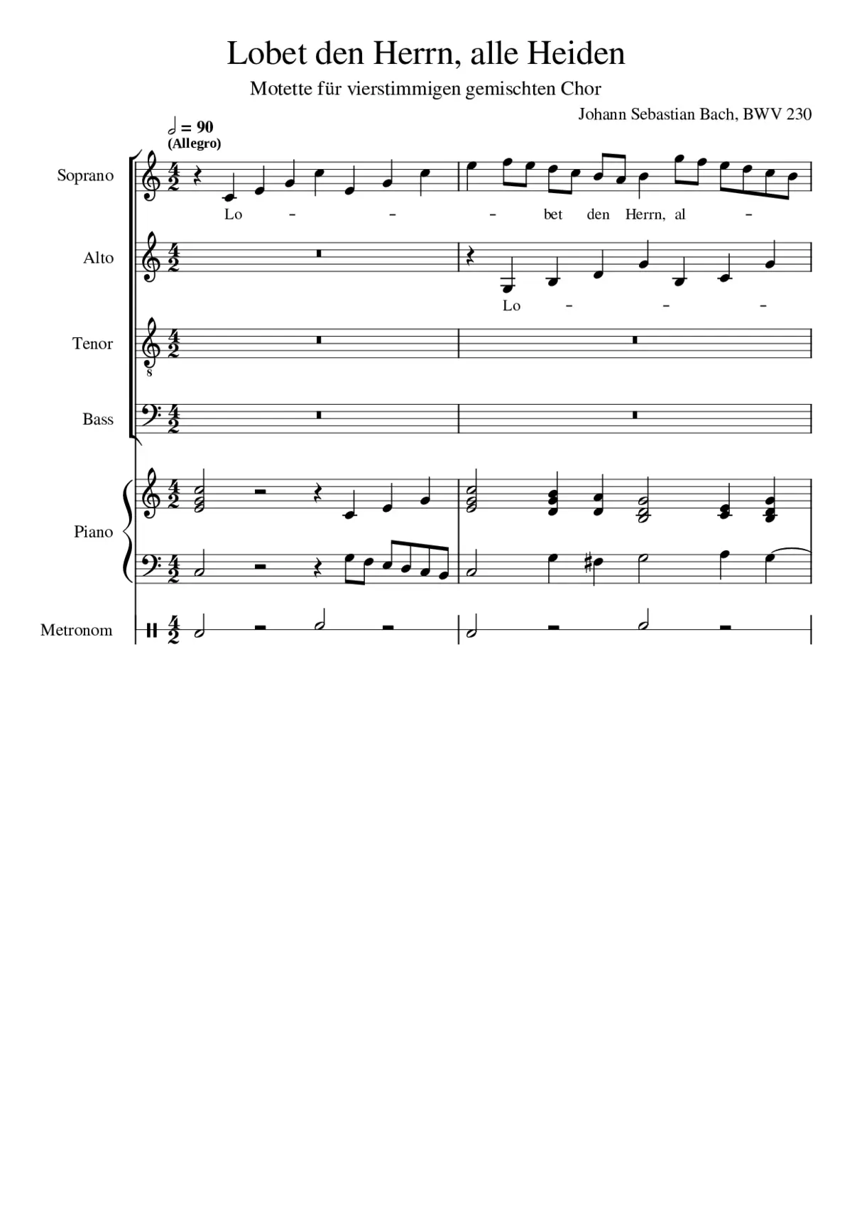 Lobet den Herrn alle Heiden BWV 230 - Page 1