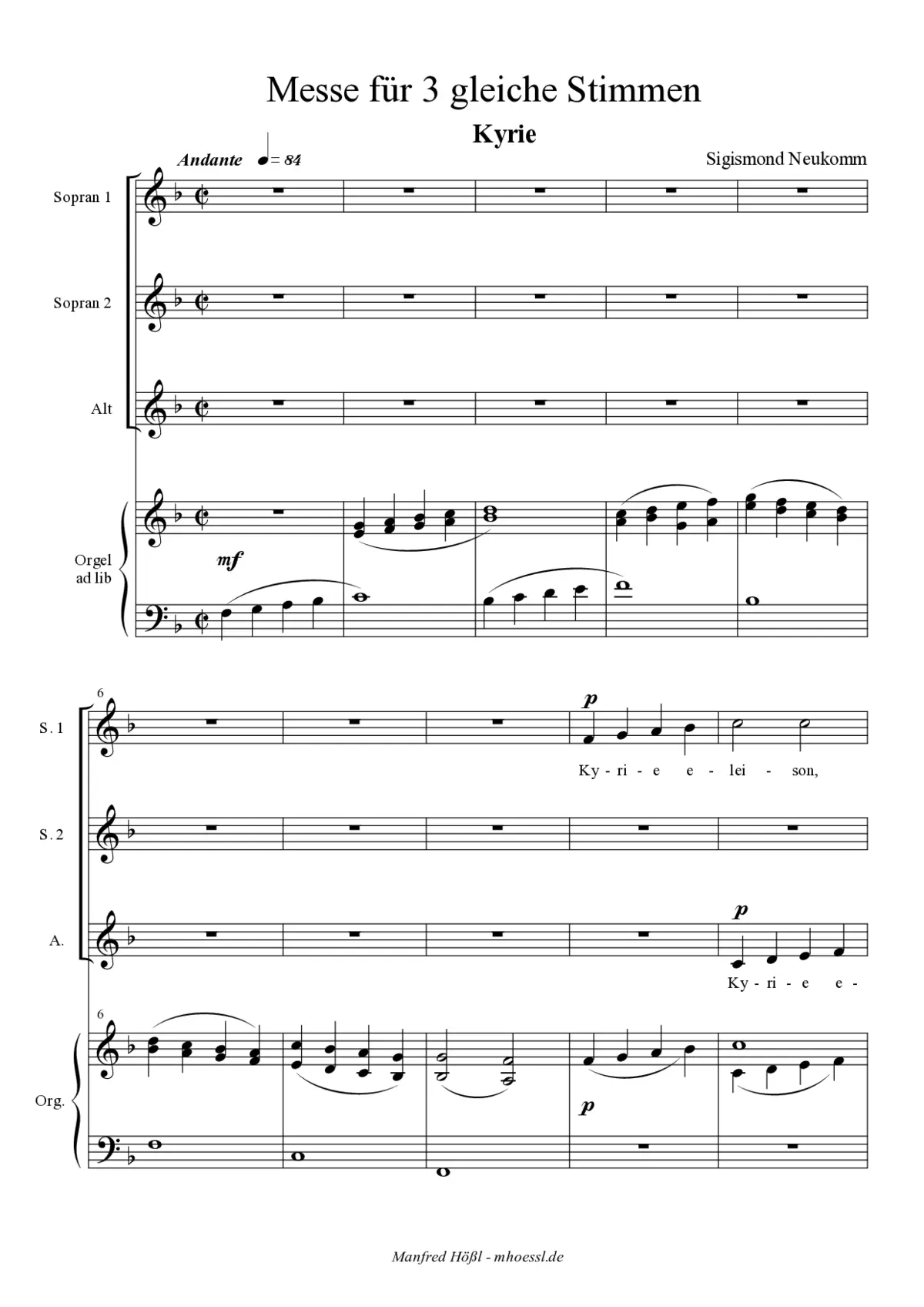 Messe für SSA und Orgel - Page 1