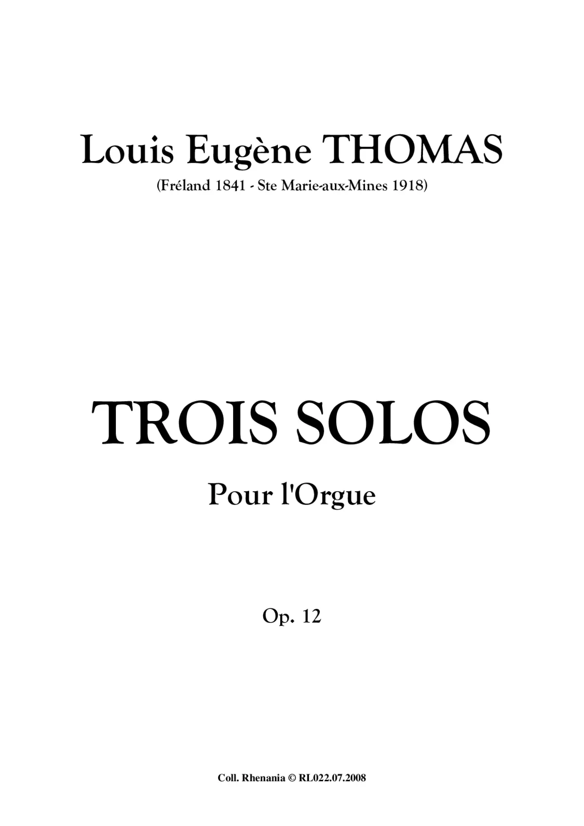 3 Solos Pour l'Orgue - Page 1