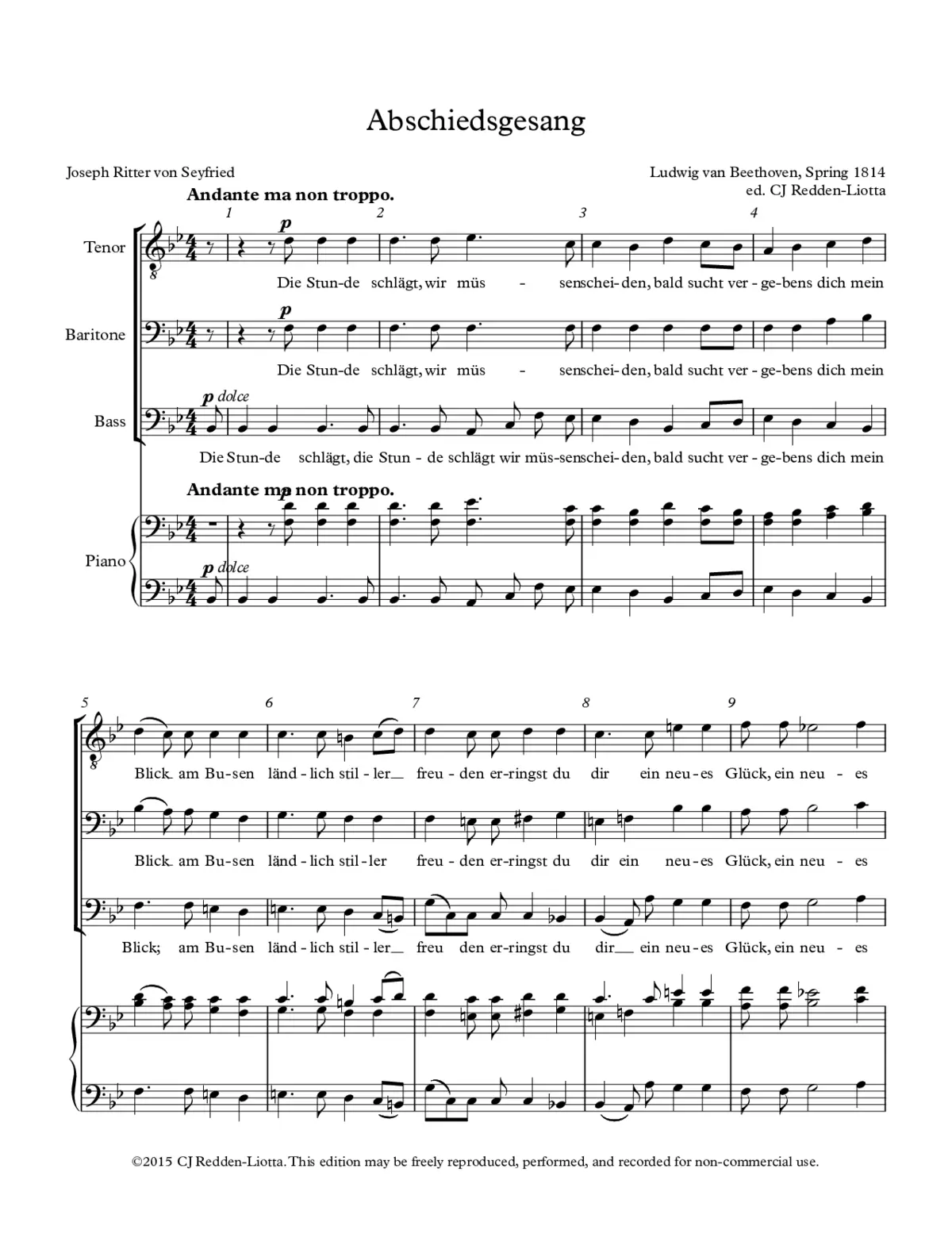 Abschiedsgesang, WoO 102 - Page 1