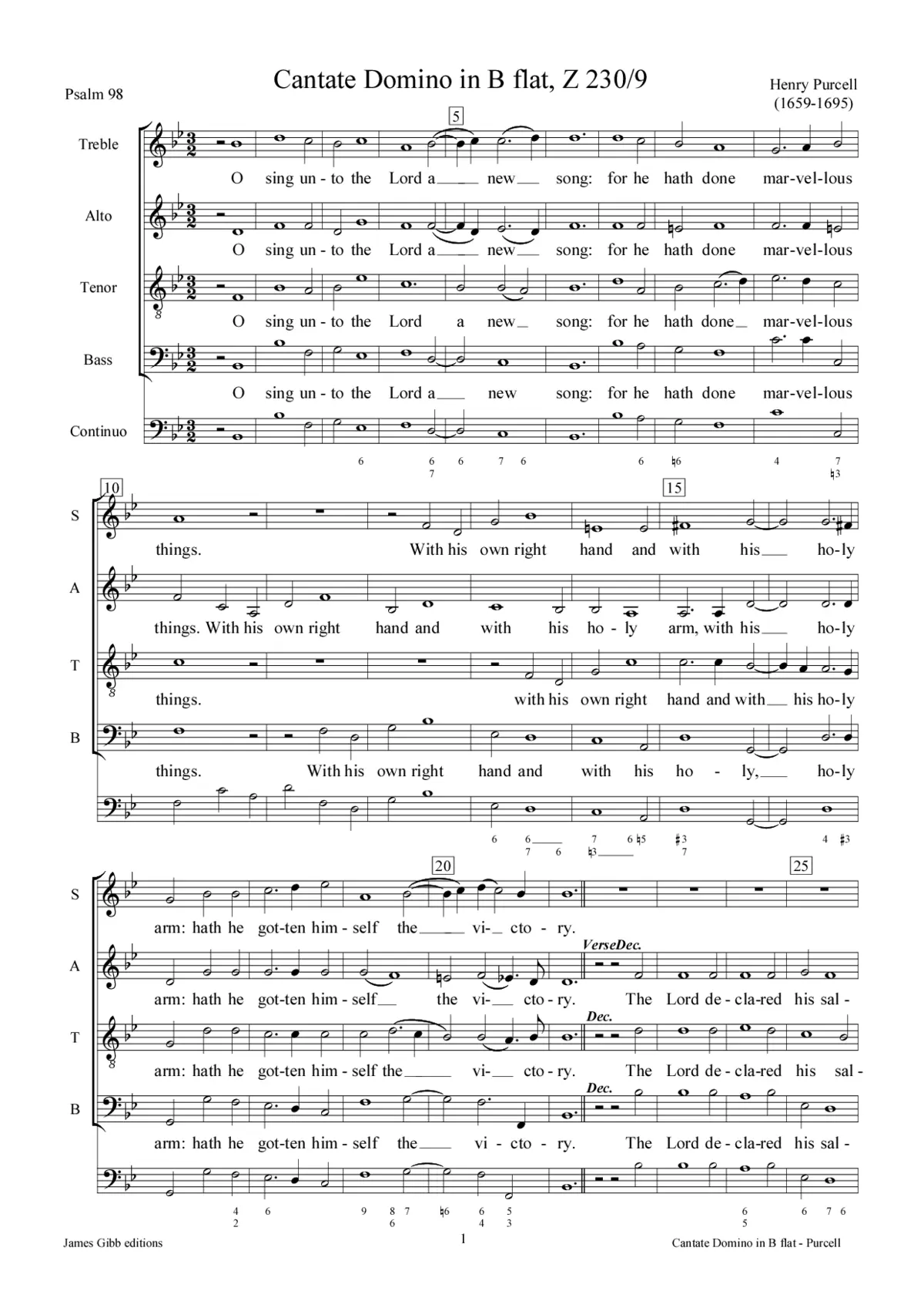 Cantate Domino in B flat, Z 230/9 - Page 1