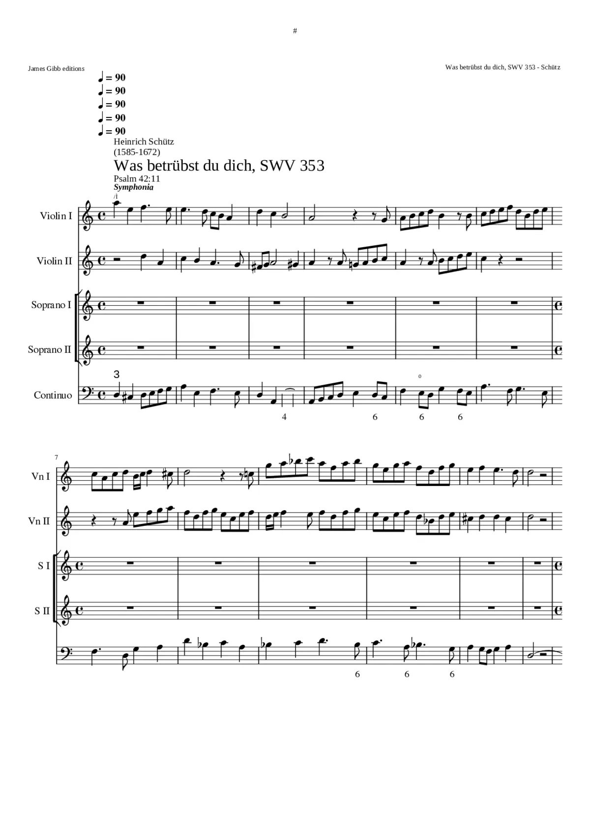 Was betrübst du dich mine Seele SWV 353 - Page 1
