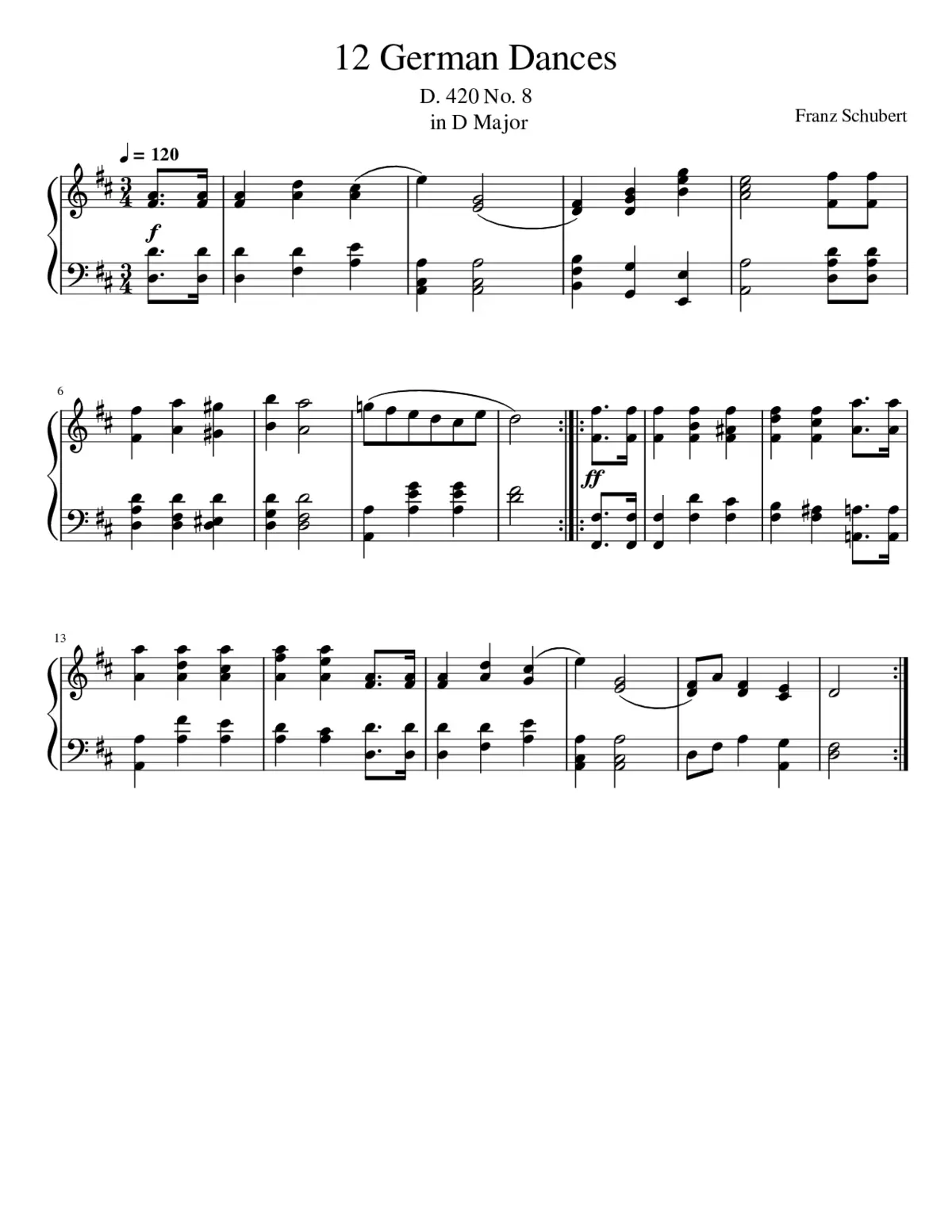 12 German Dances D.420 - Page 1